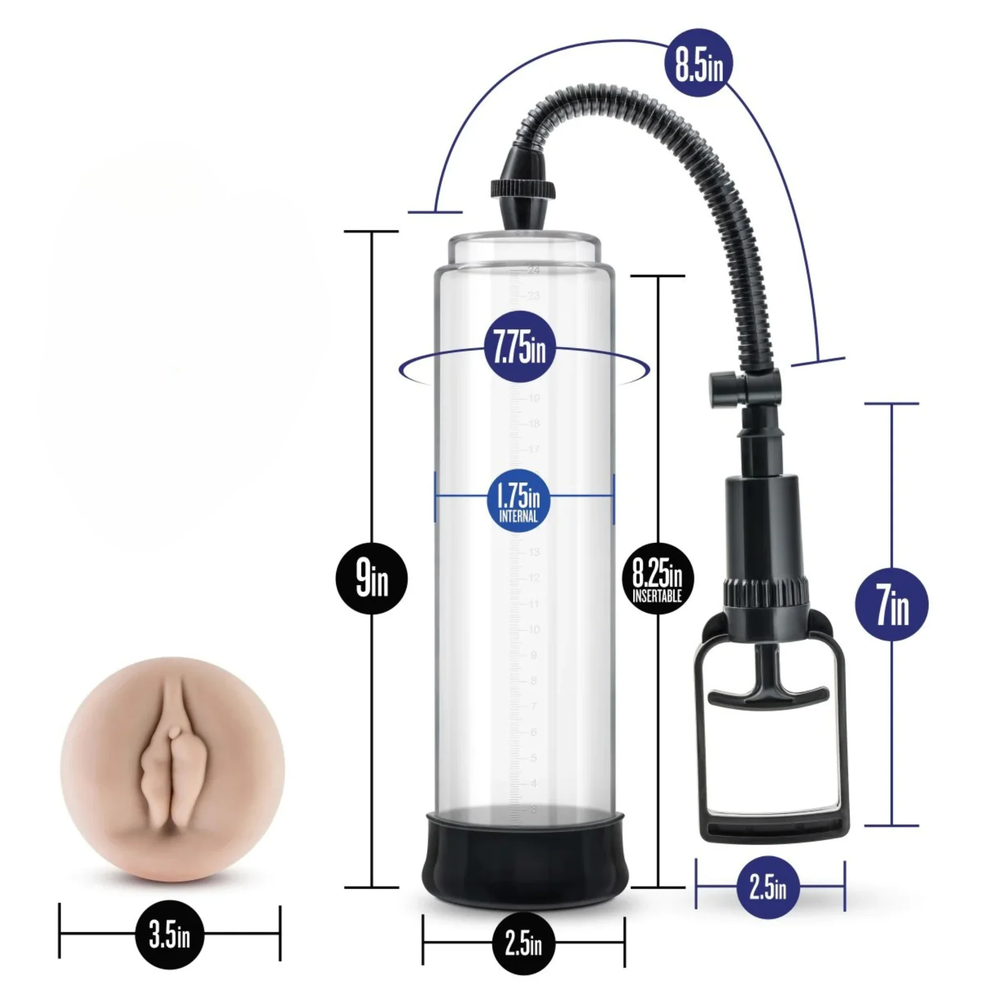 9 Inch Long Erection Enhancement Penis Pump For Large Penis Sizes