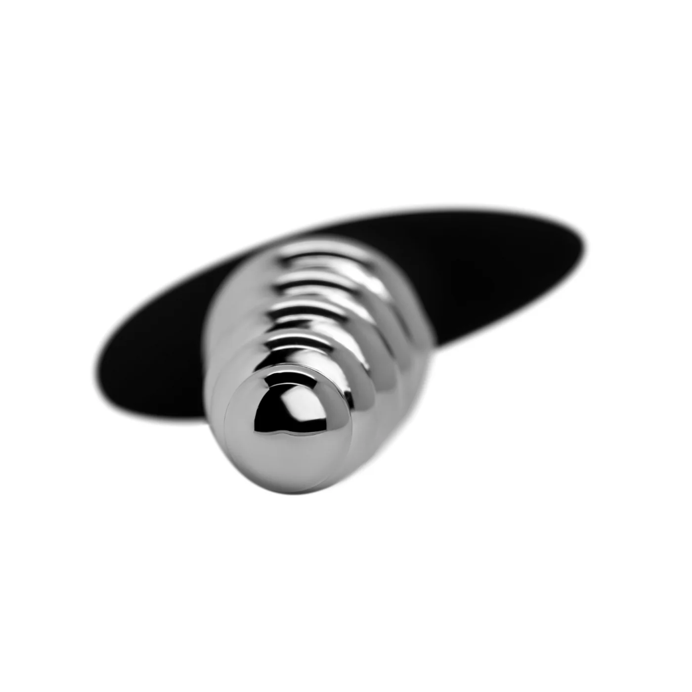 Rippled Metal Butt Plug With Flared Base