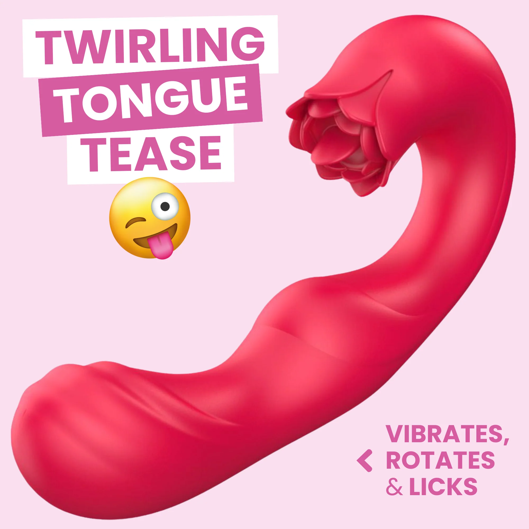 Twirling Tongue Tease - Silicone Rotating G-Spot Vibe & Clit Licking Rose