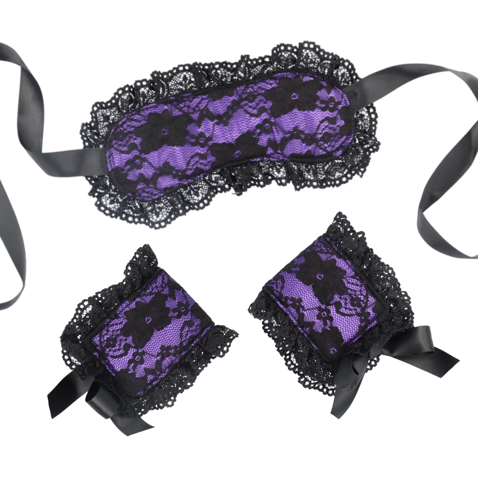 Intimate Bondage Kit For Couples - Silk Lace Blindfold & Cuff Set