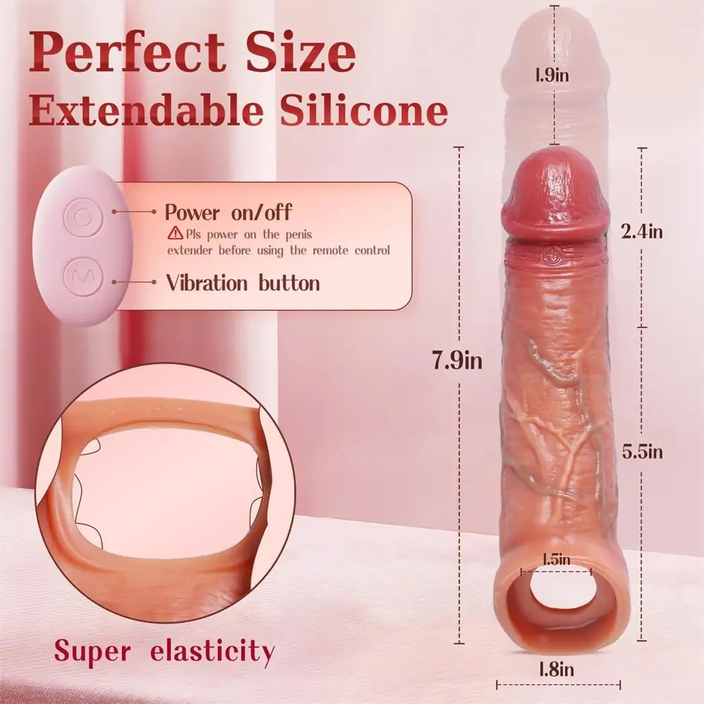 DOMINIX Realistic Vibrating Penis Sleeve, Elastic Penis Ring, Big Dick, Stretching, Hotwife Lifestyle (<45 dB)