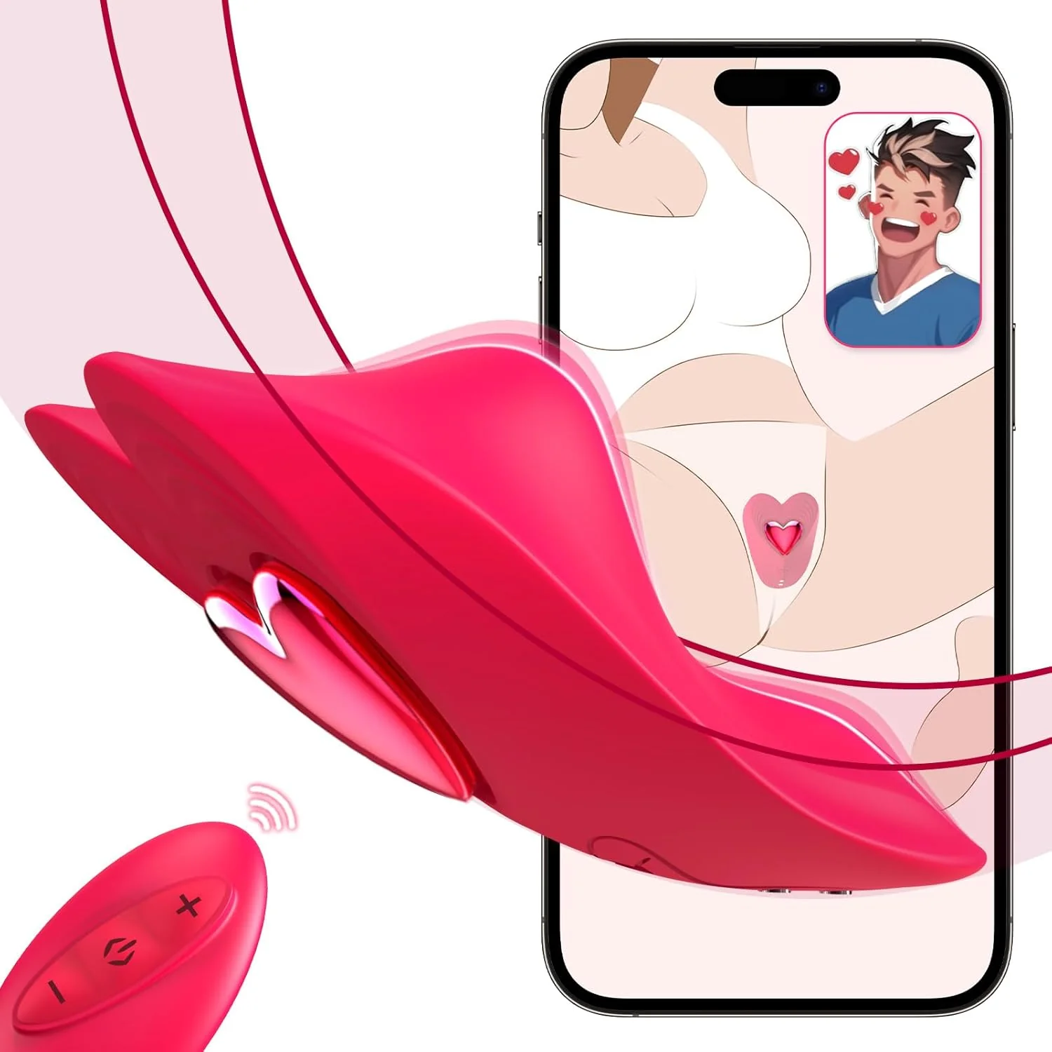 Wearable Vibrating Panties - Detachable Magnetic Heart Keeps It In Place, Kinky Game Nights (<40 dB)