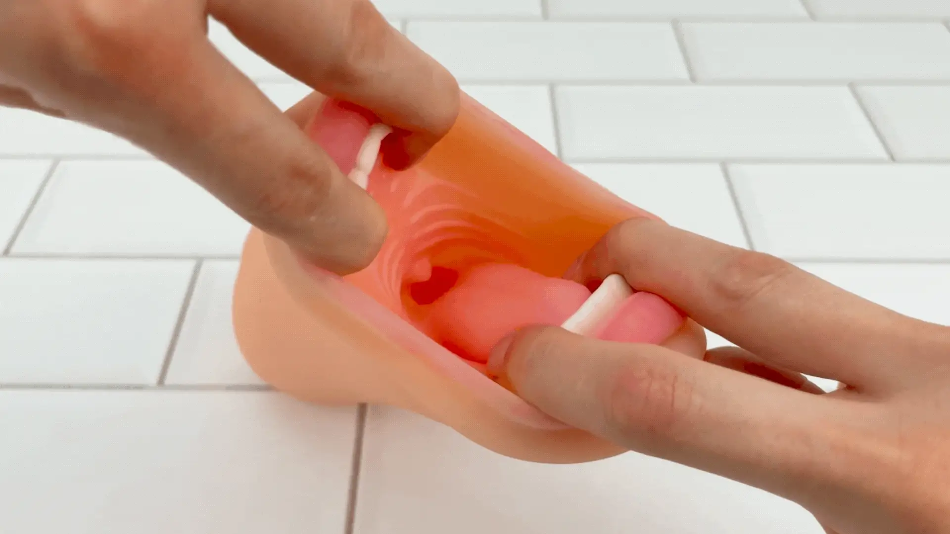 Blowjob and Pussy Dual Ended Stroker With Built In Cock Ring!