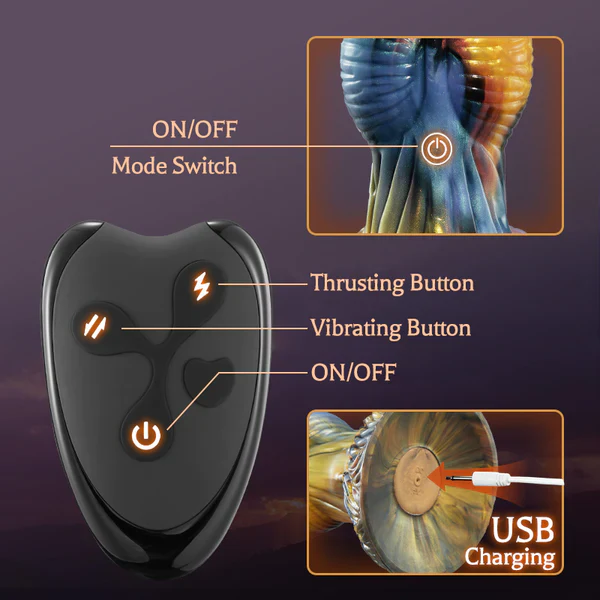 Phoenix - Twisted Unicorn Worship Animal Texture 7 Thrusting Vibrating Big Sucker Monster Dildo 10.23 Inch