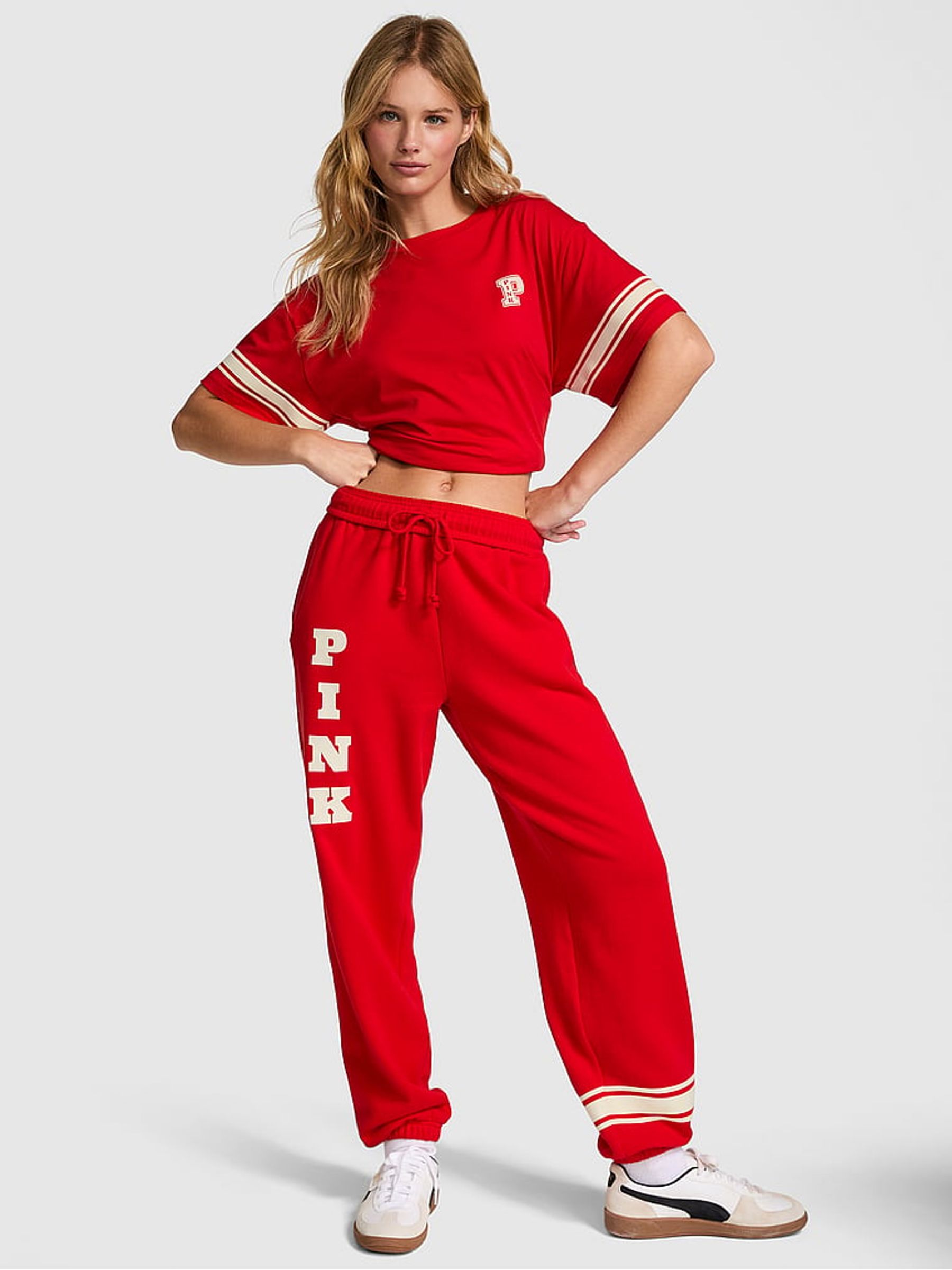 Vermillion Red Cuffed Fleece Joggers