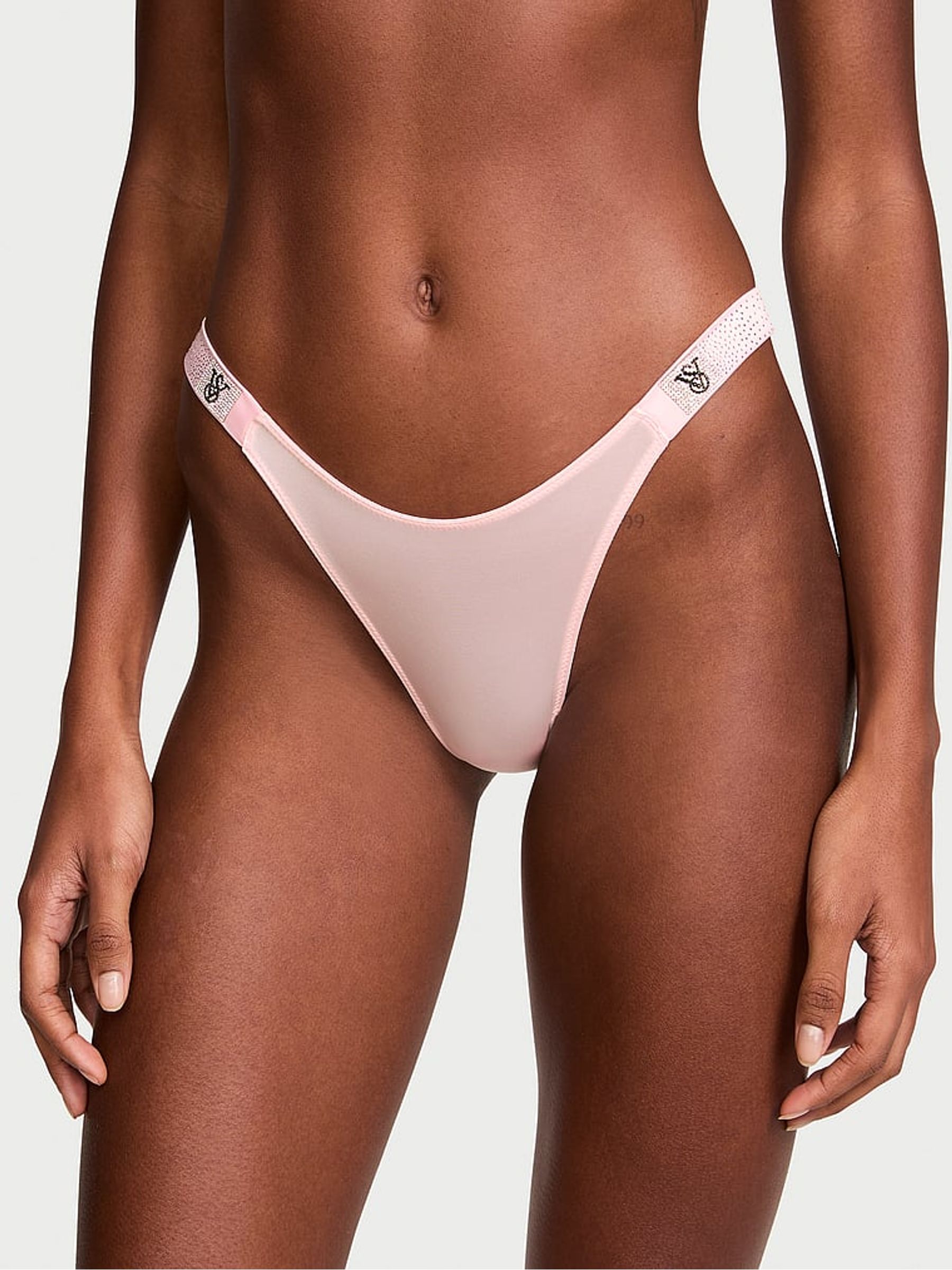 Angel Pink Brazilian Scattered Shine Strap Knickers