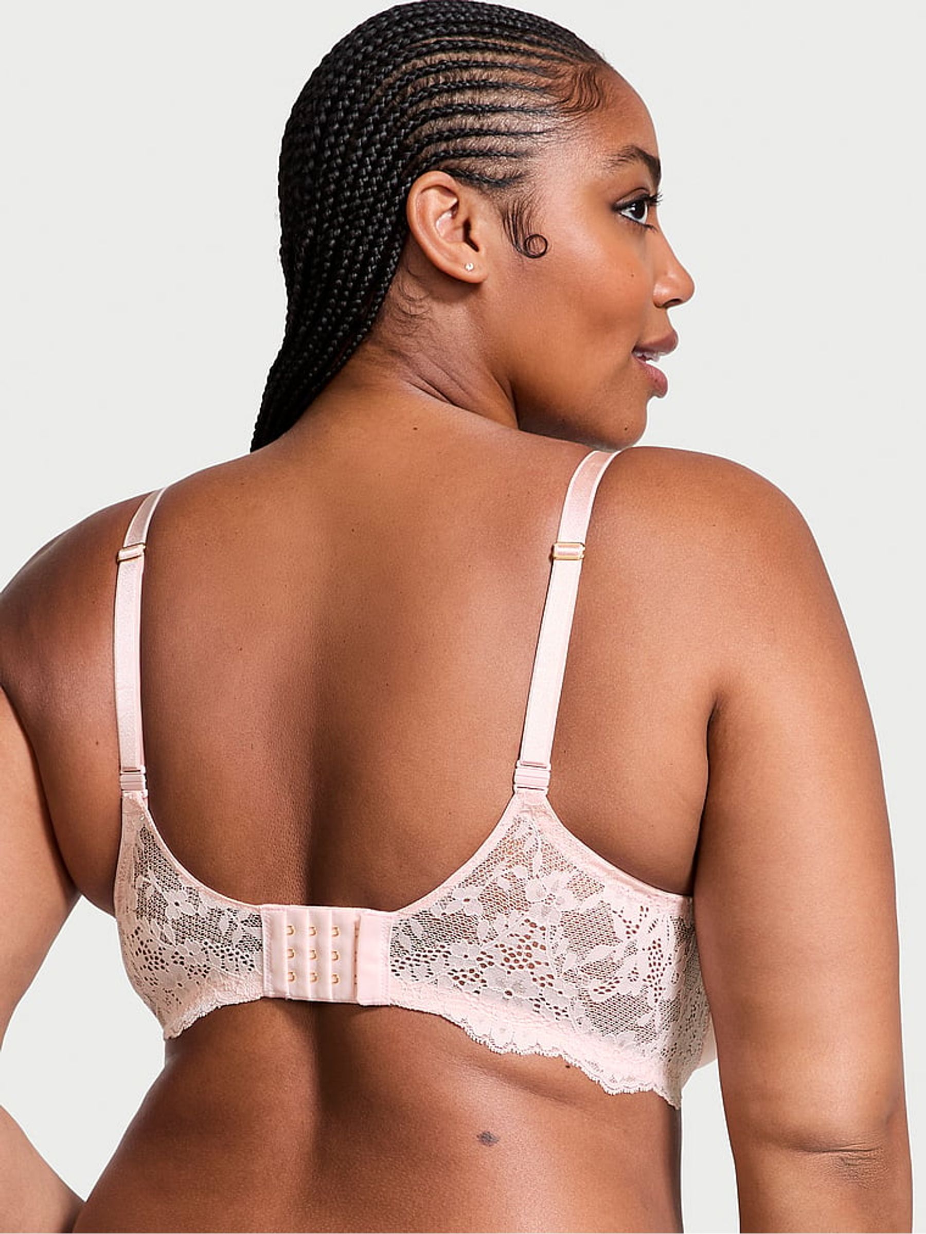 Purest Pink Lace Trim Lightly Lined Demi Bra
