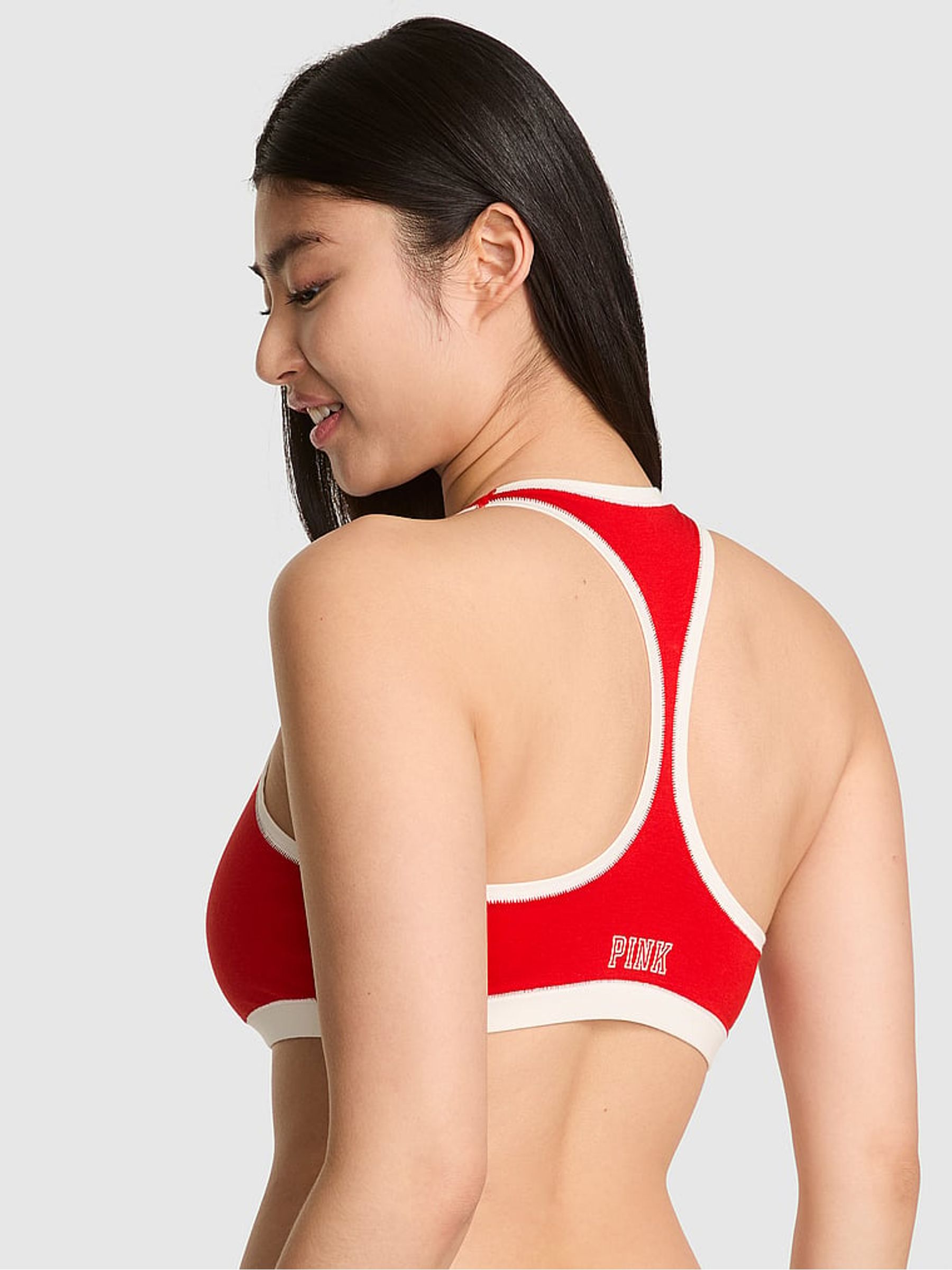 Bright Vermillion Red Cotton Bralette