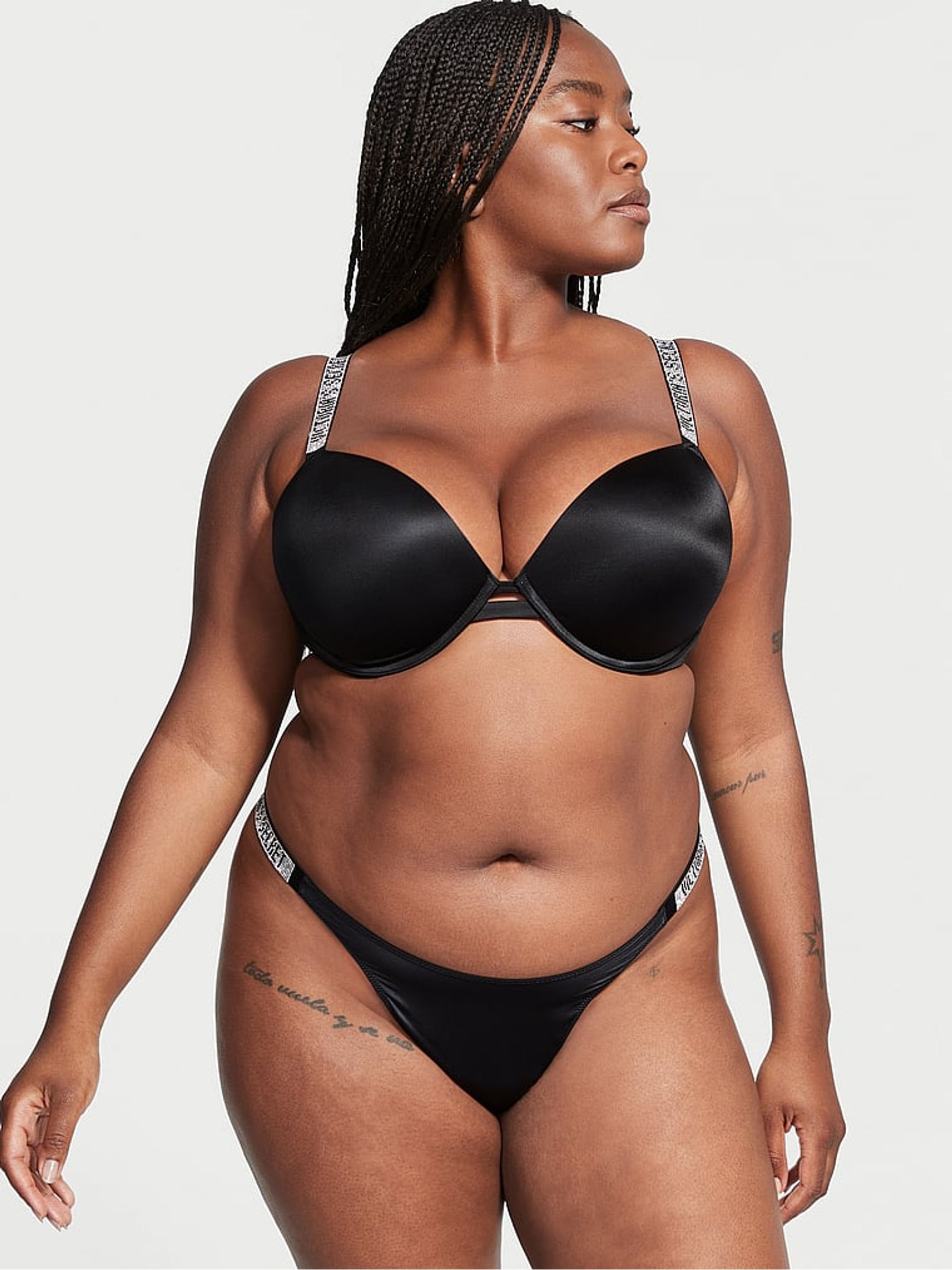 Black Thong Shine Strap Knickers