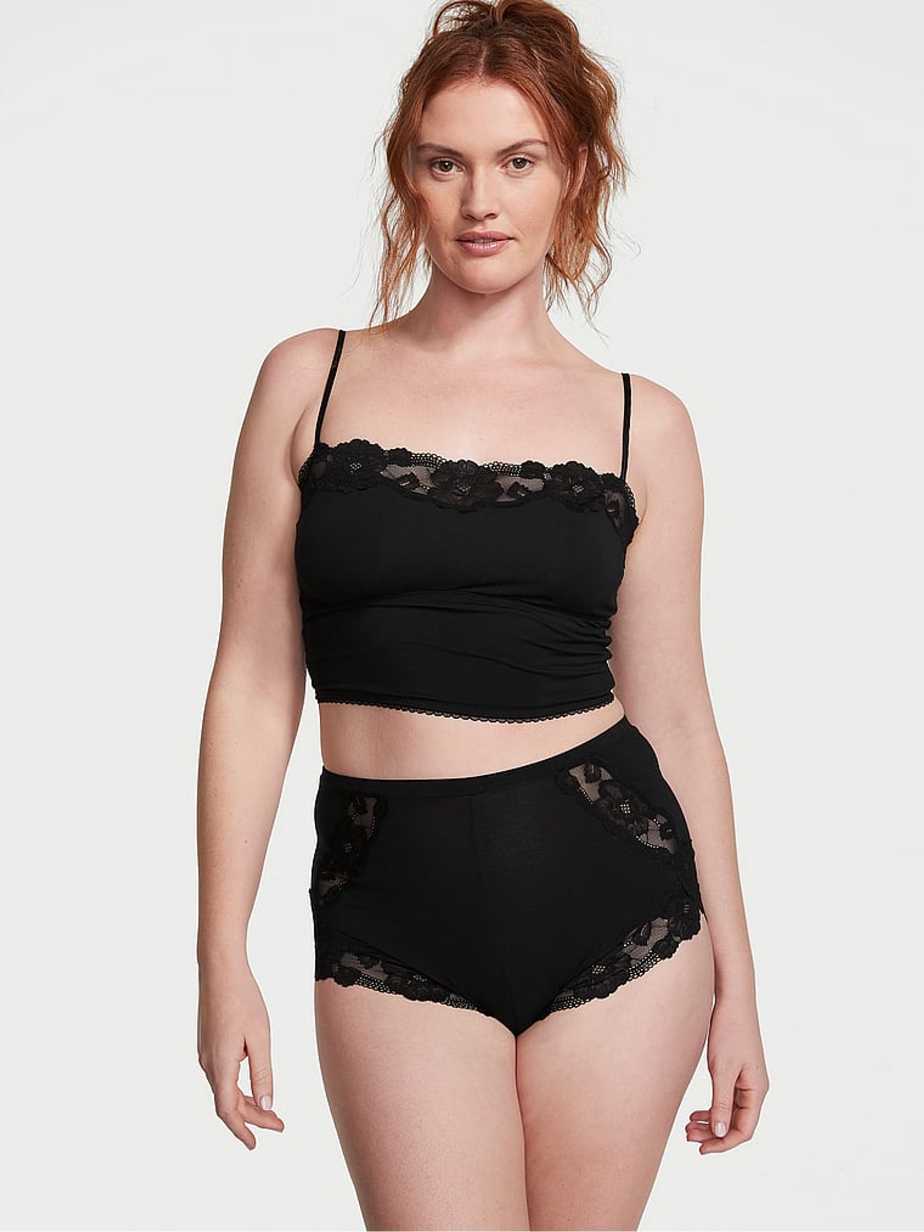 Black Straight Neck Modal Cami Set