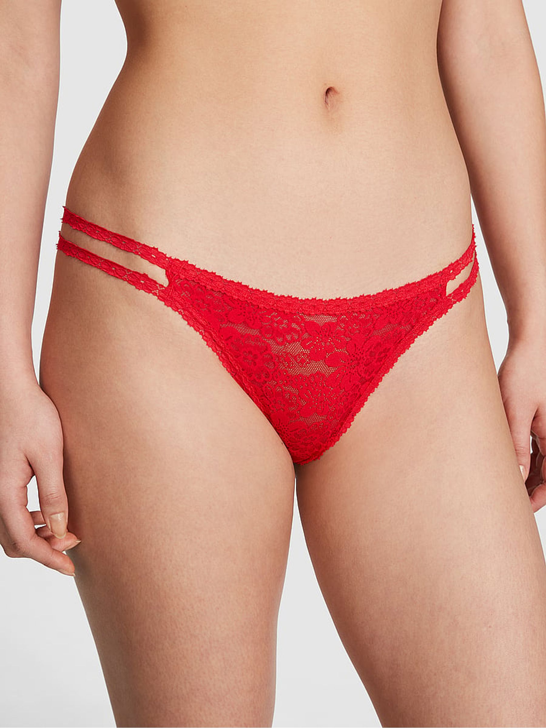 Red Pepper Double Strap Thong Floral Lace Knickers