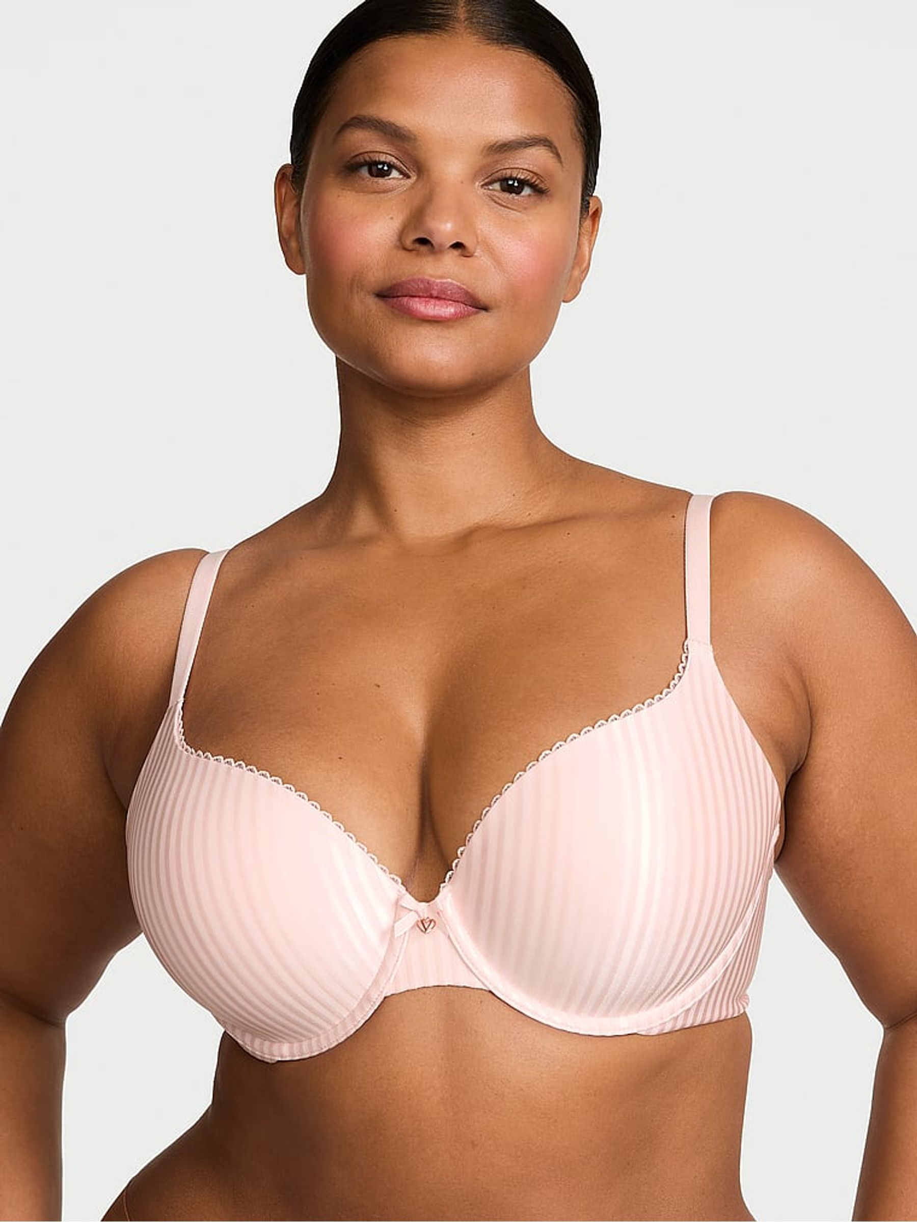Purest Pink Stripe Full Cup Push Up Bra