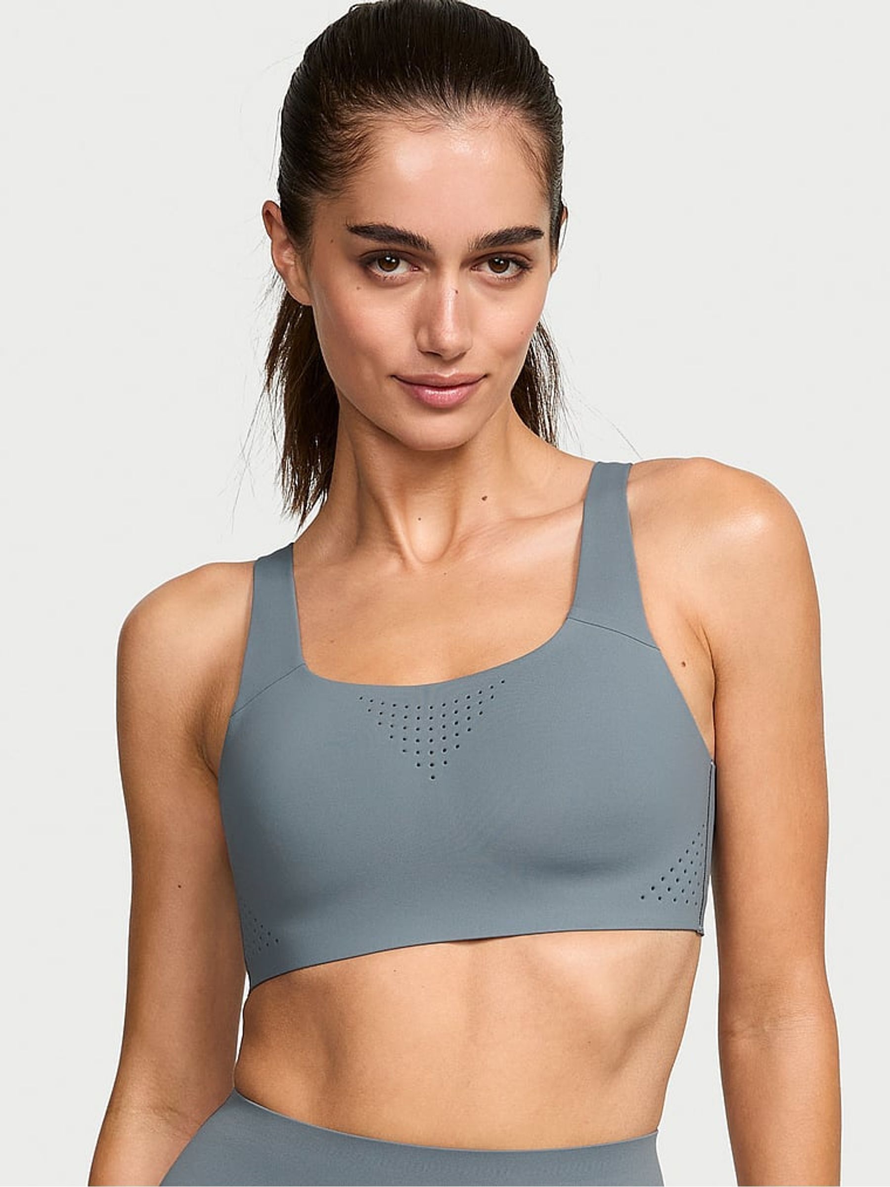 Dark Steel Grey Back Close Featherweight Max High Support Sports Bra
