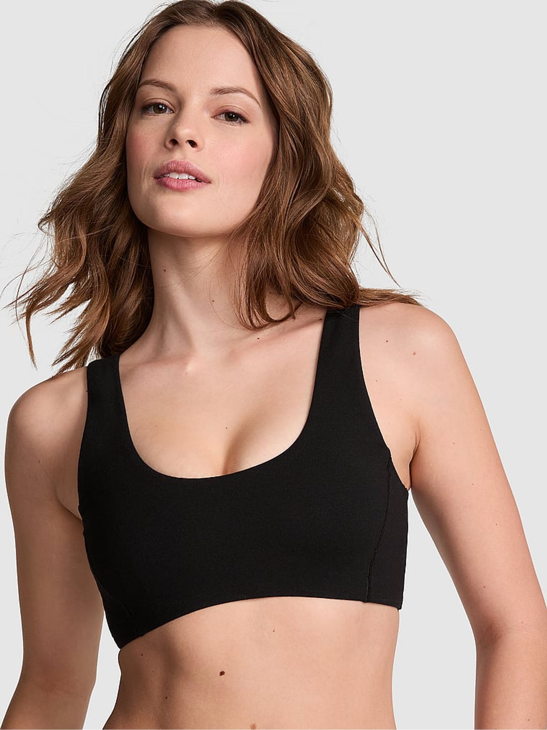 Black Cotton Scoop Sports Bra