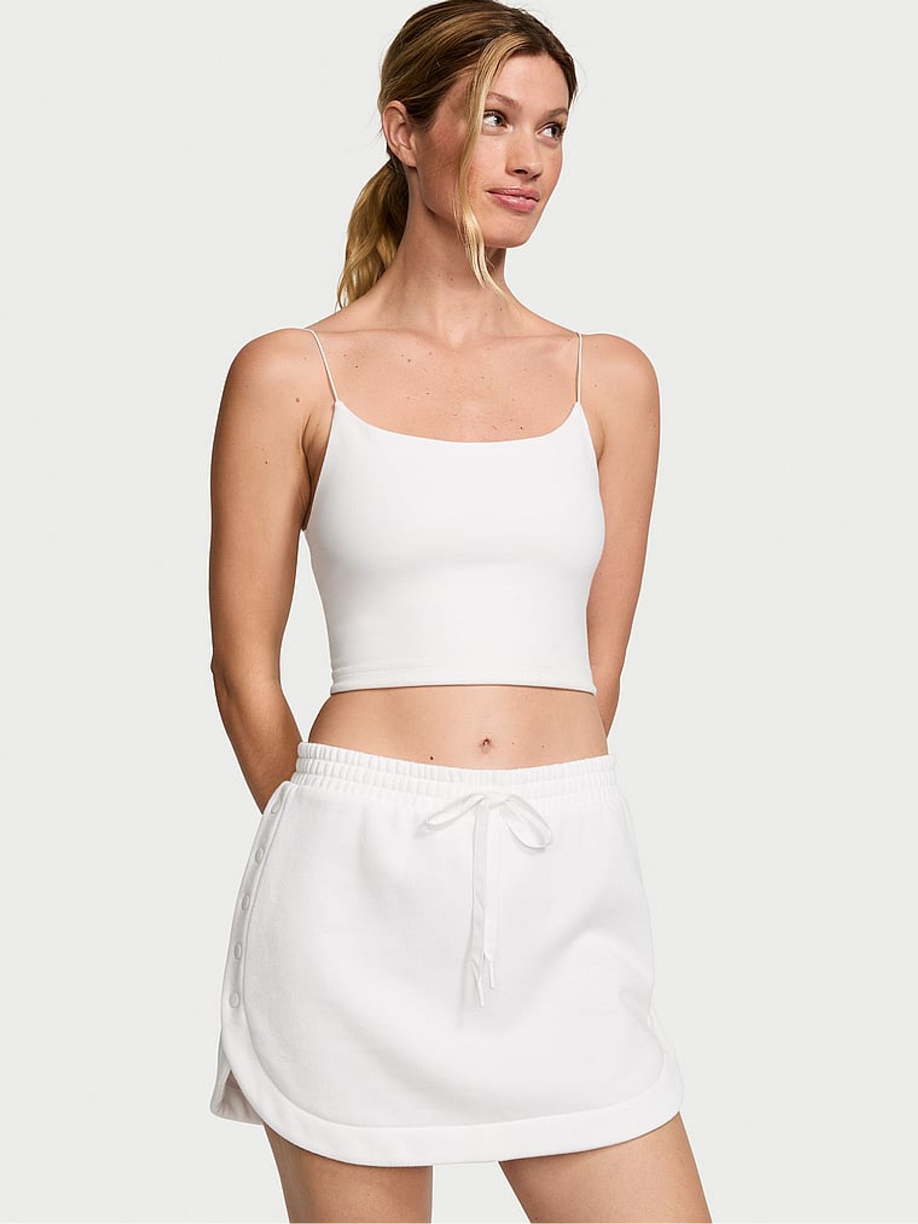 White Fleece Popper Skirt