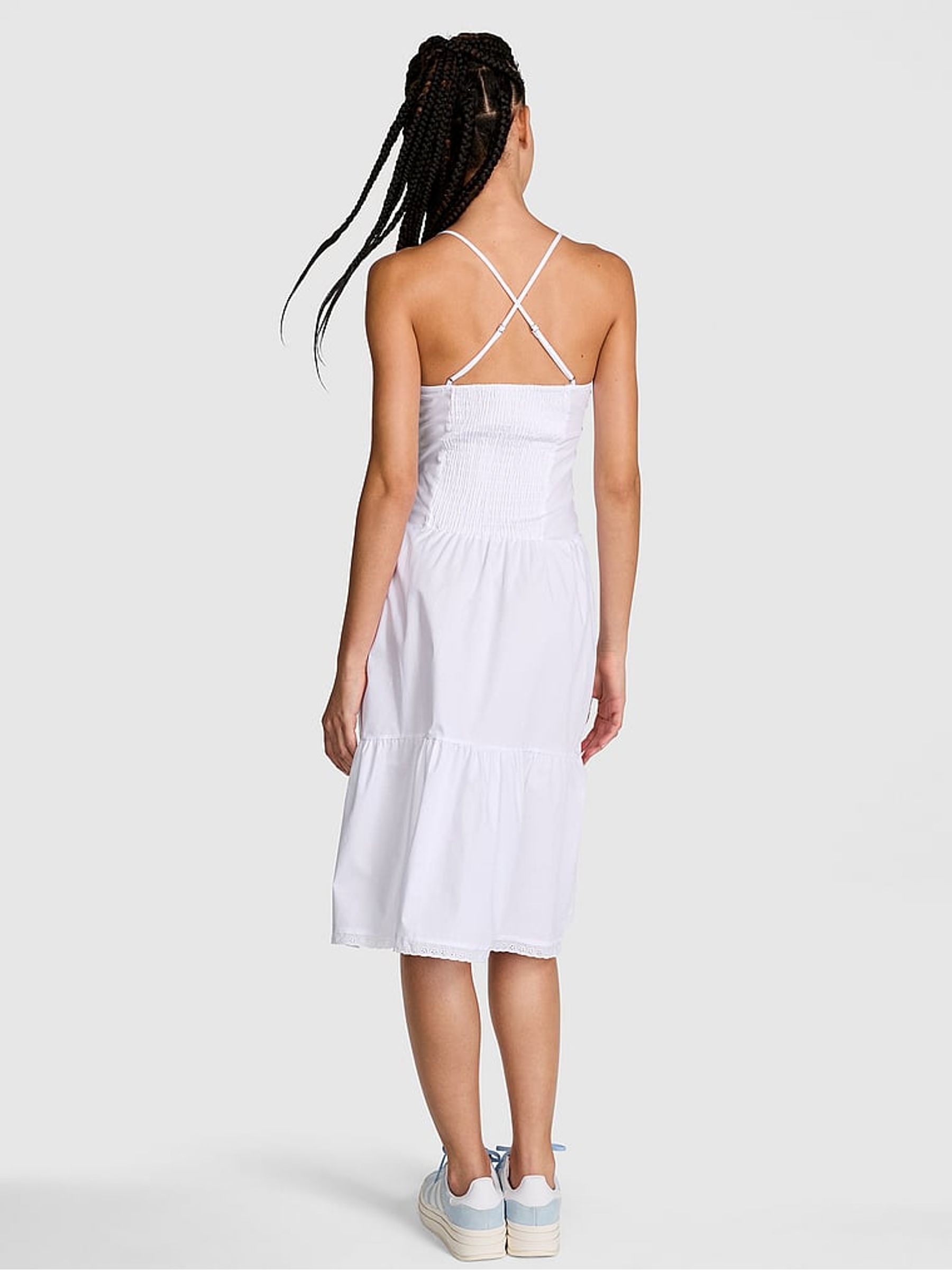 Bright White Prarie Poplin Midi Dress