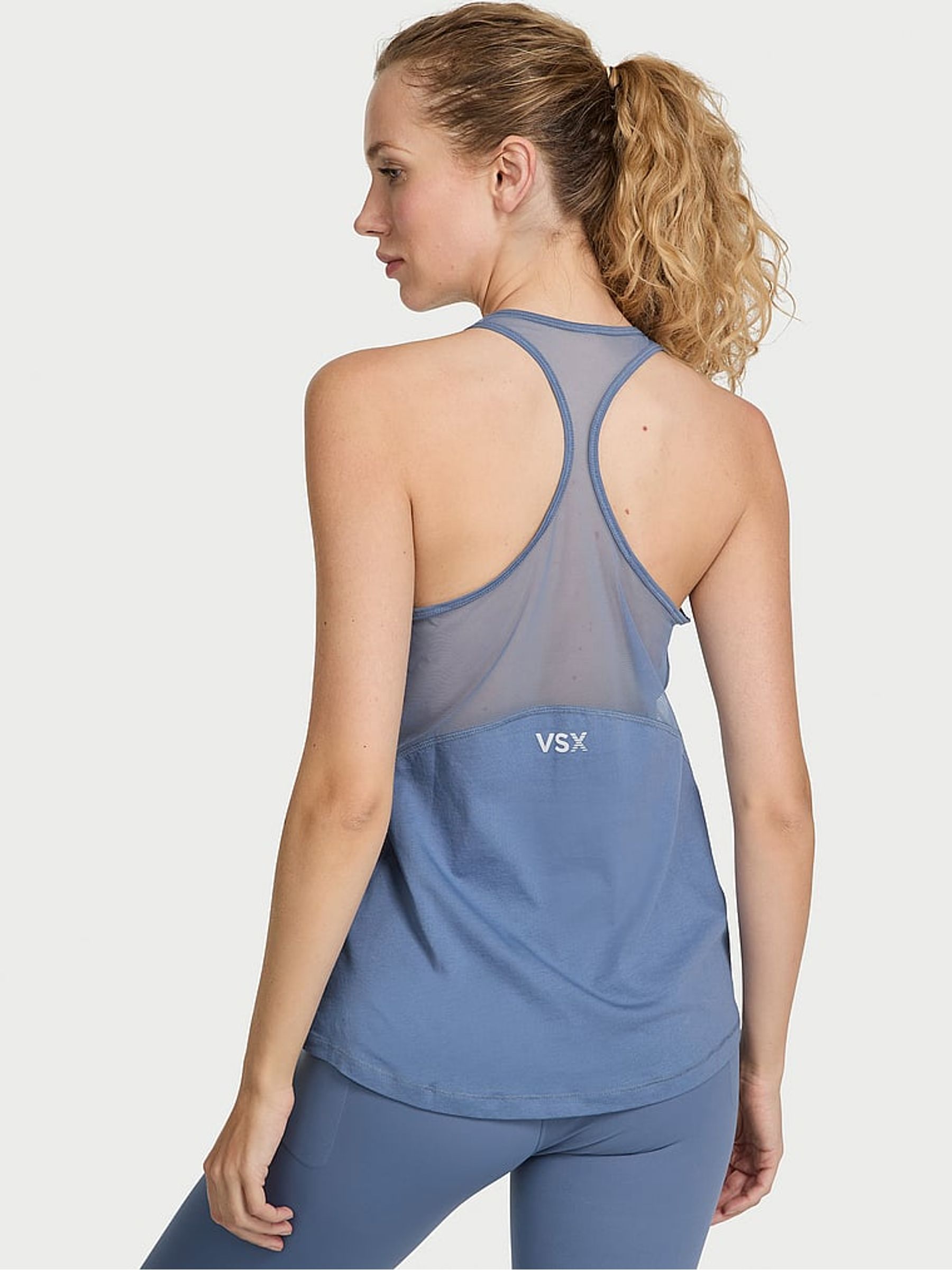 Moonlight Blue Racerback Mesh Tank Top