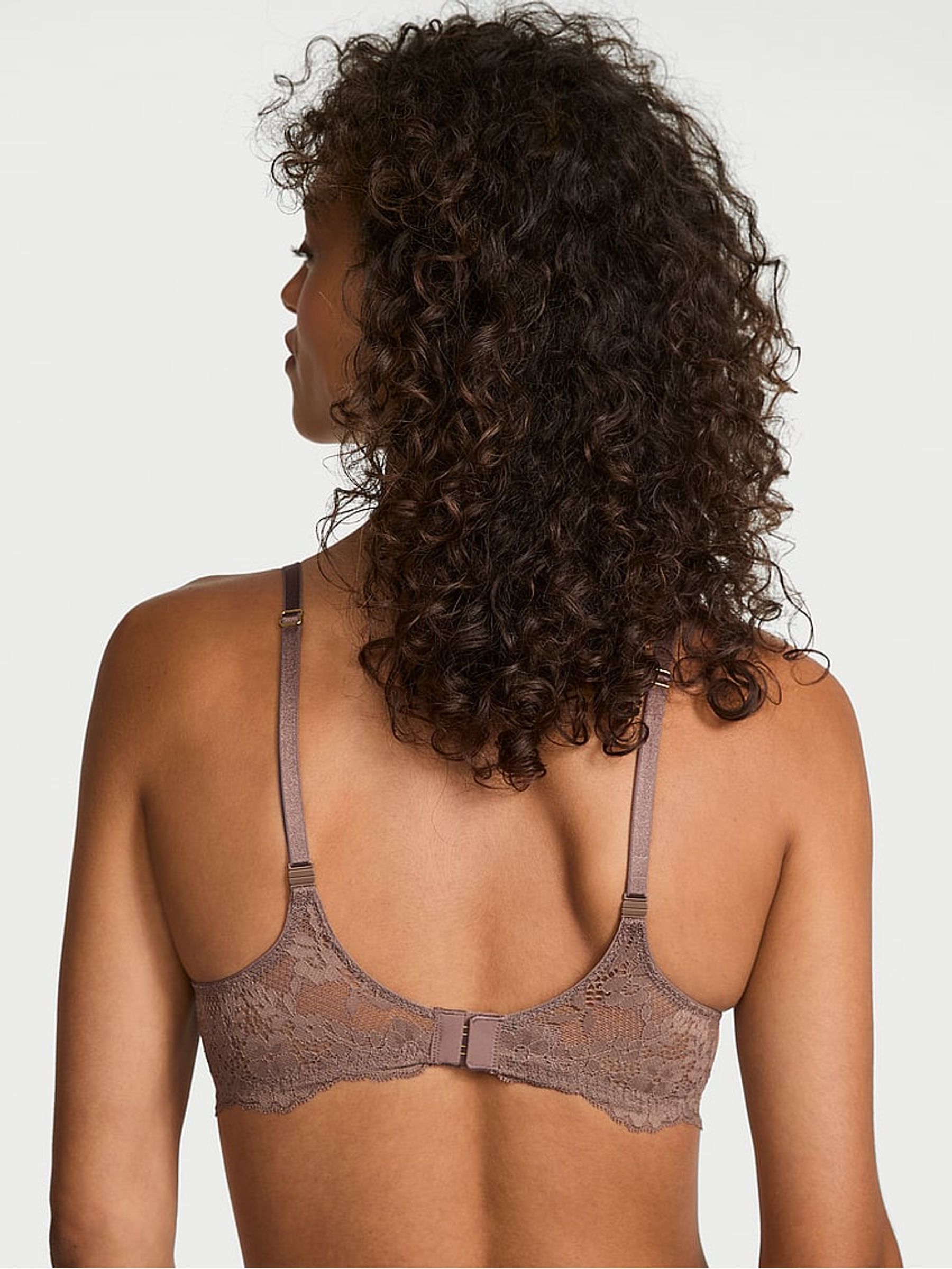 Cloudy Grey Lace Trim Push Up Bra