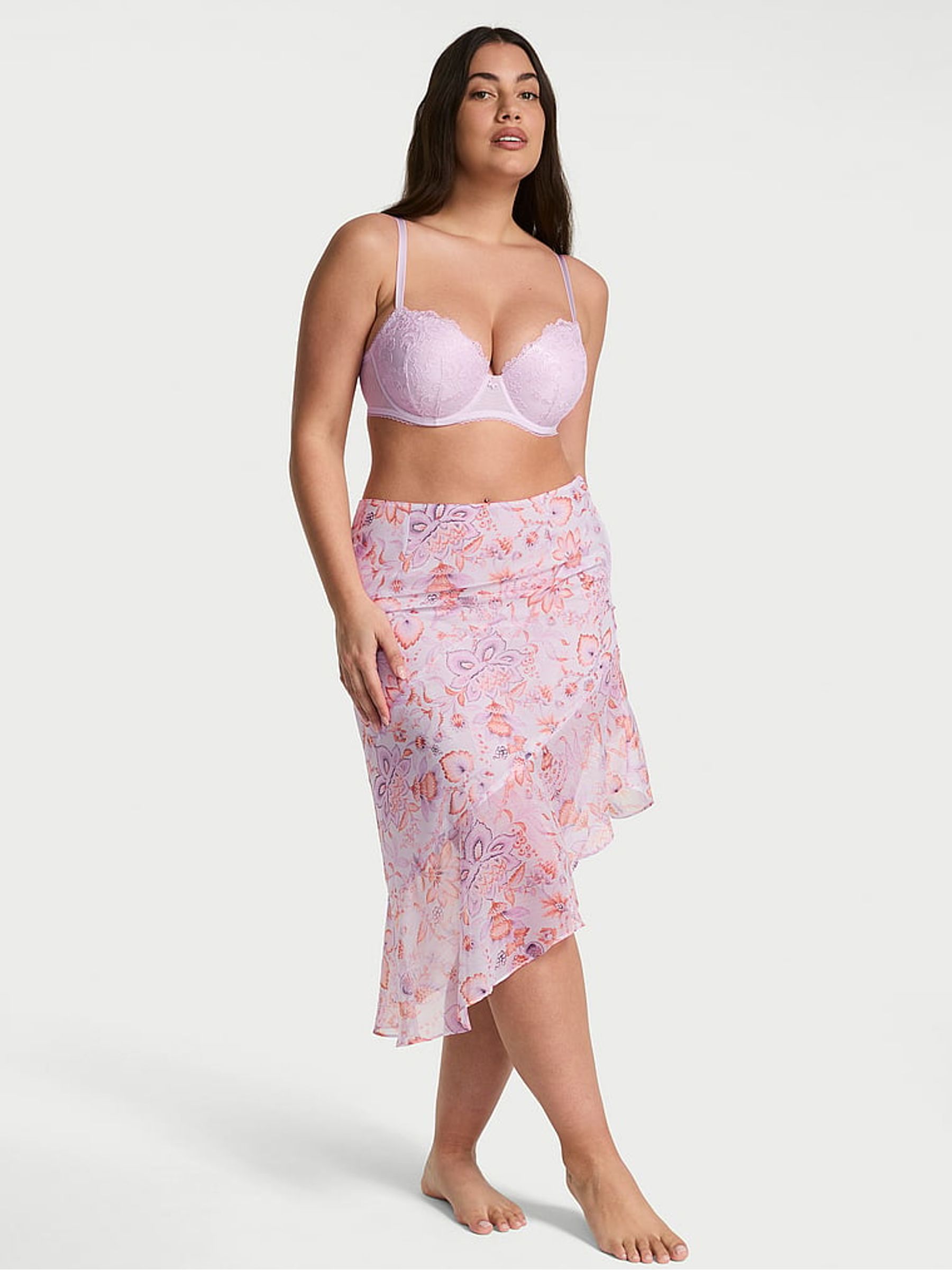 Delicate Violet Purple Blossom Chiffon Handkerchief Skirt