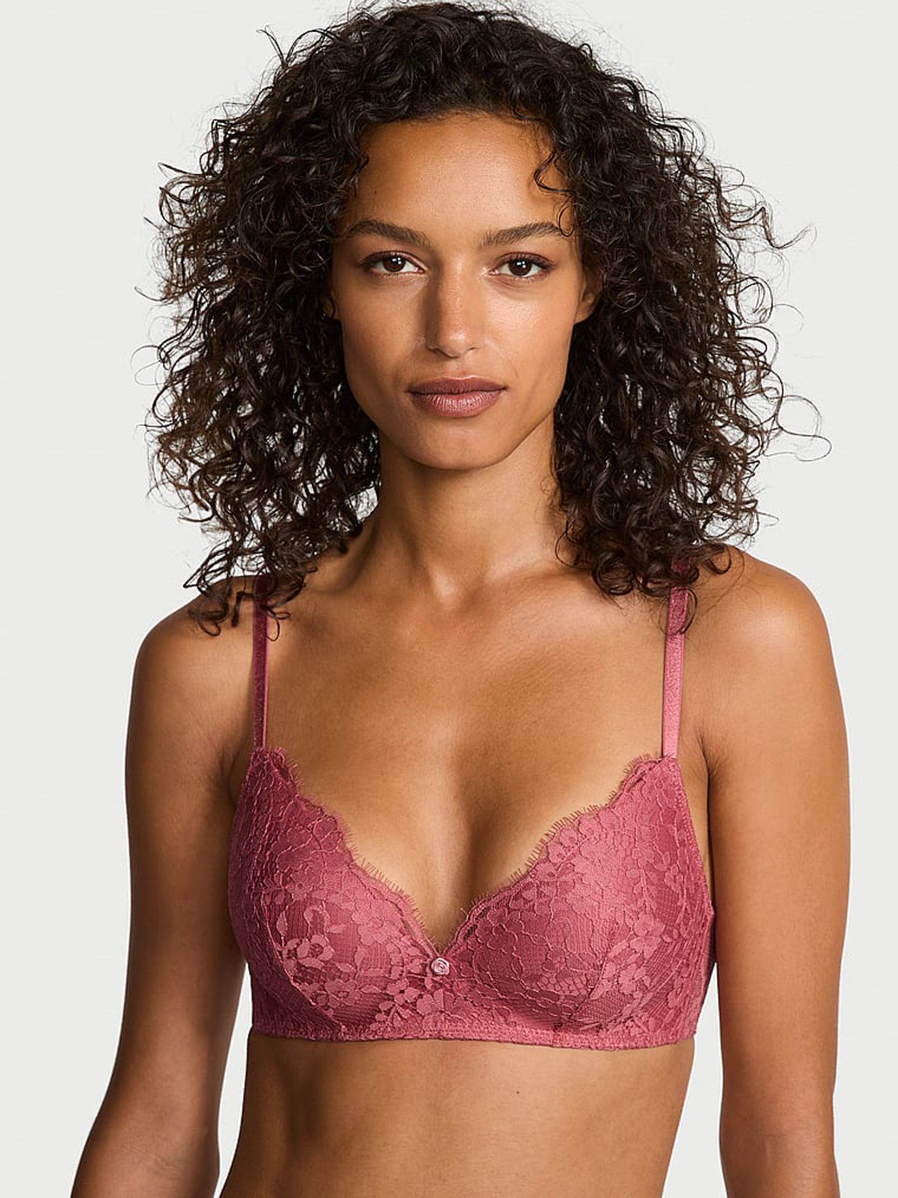 Seductive Rose Pink Non Wired Push Up Lace Bra