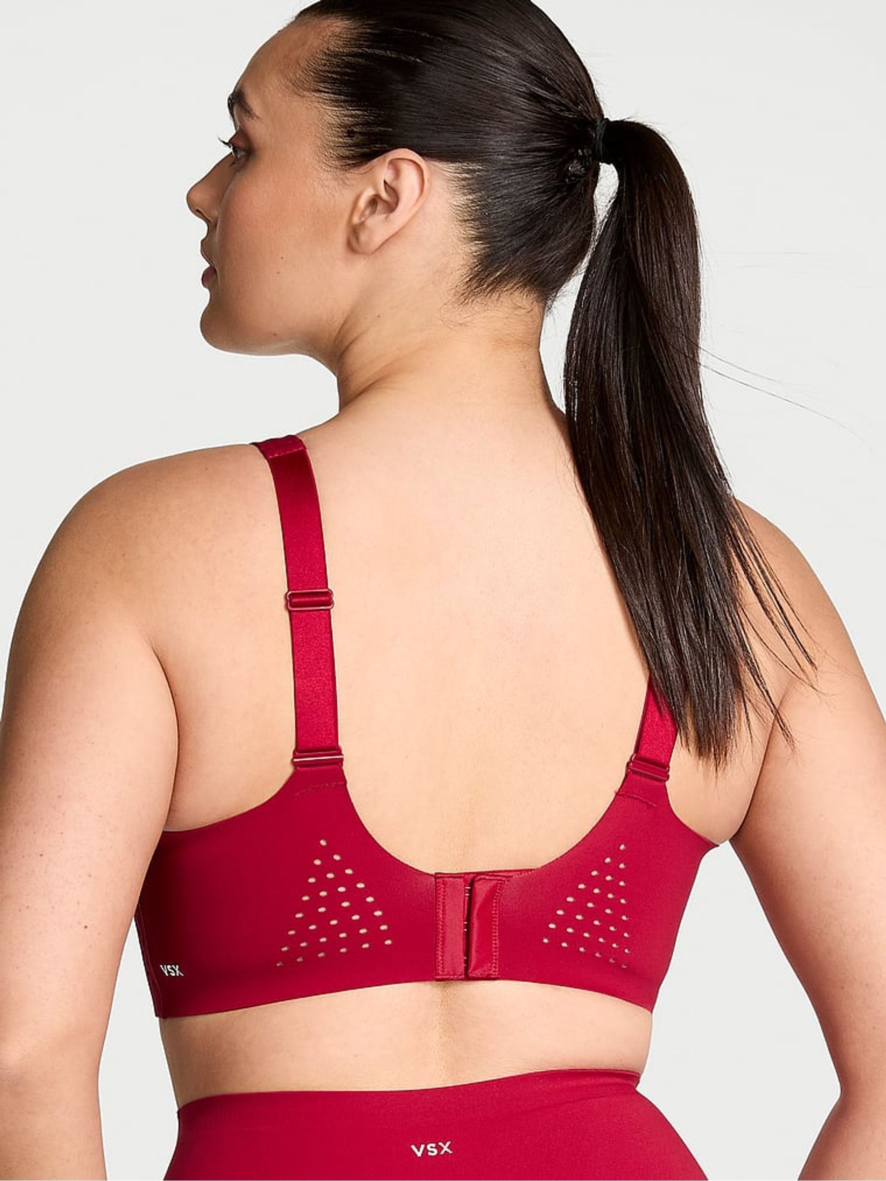 Red Lacquer Back Close Featherweight Max High Support Sports Bra