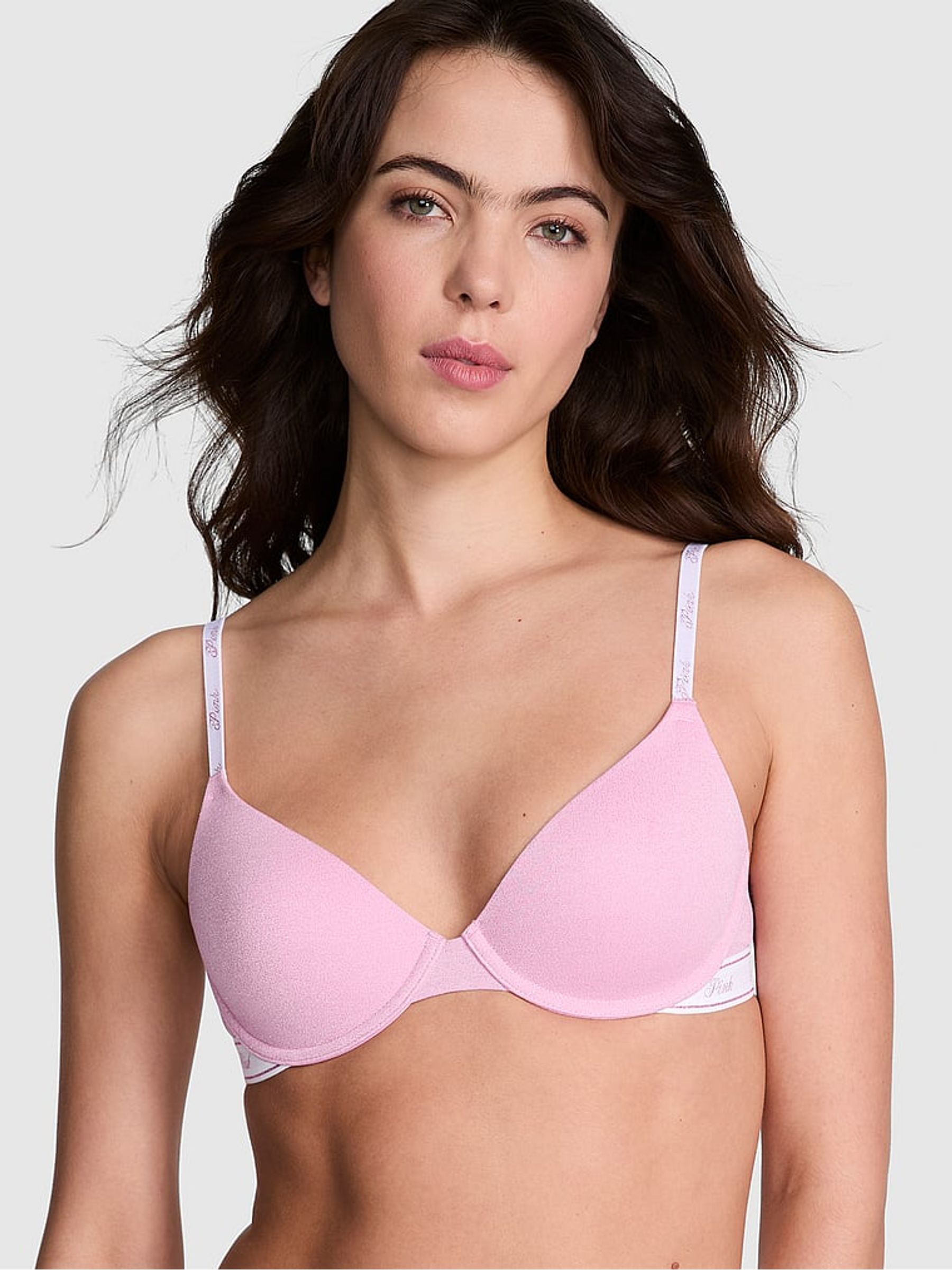 Petal Pink Shine T Shirt Cotton Logo Bra
