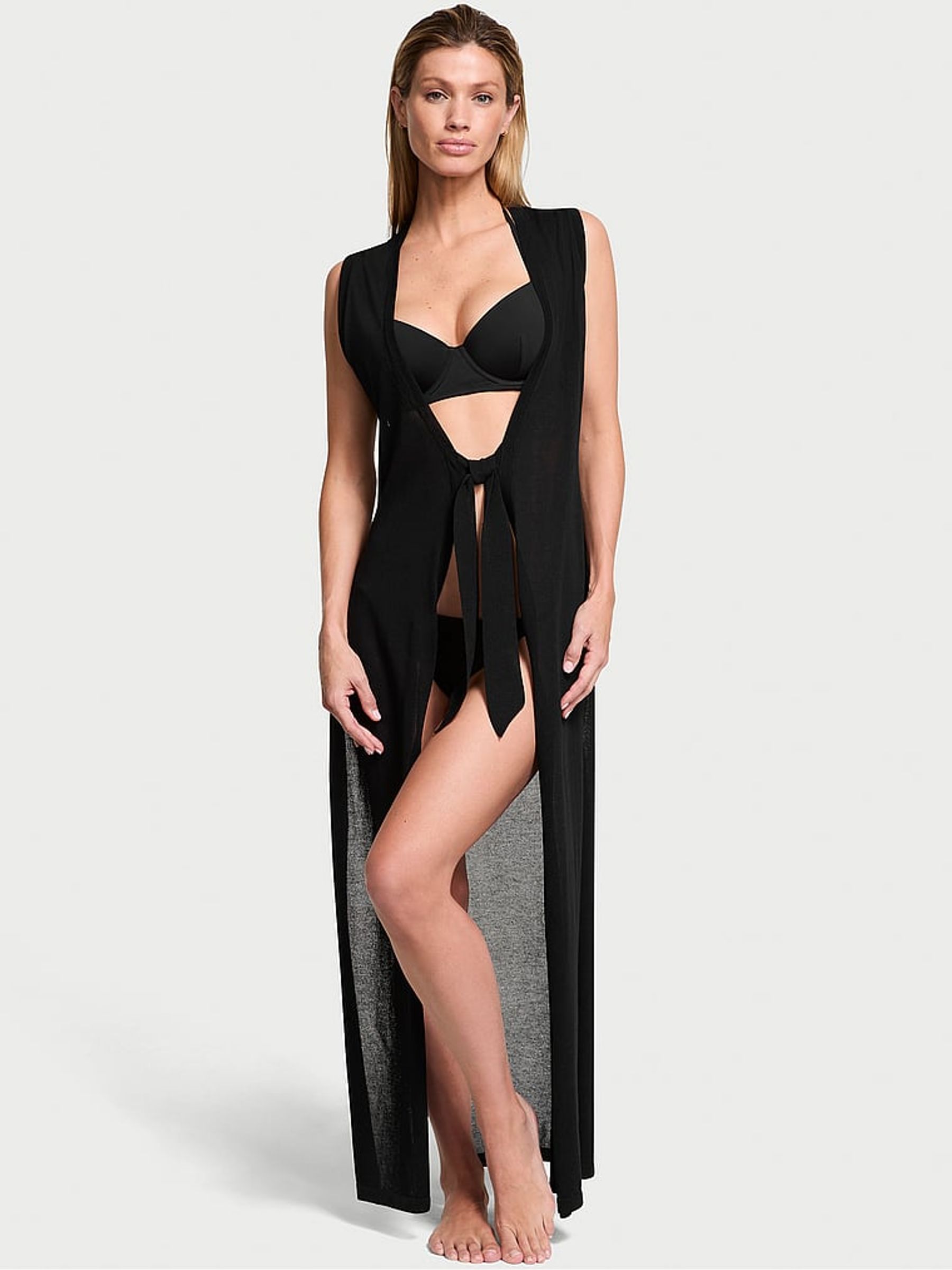 Black Bow Tie Maxi Cover Up