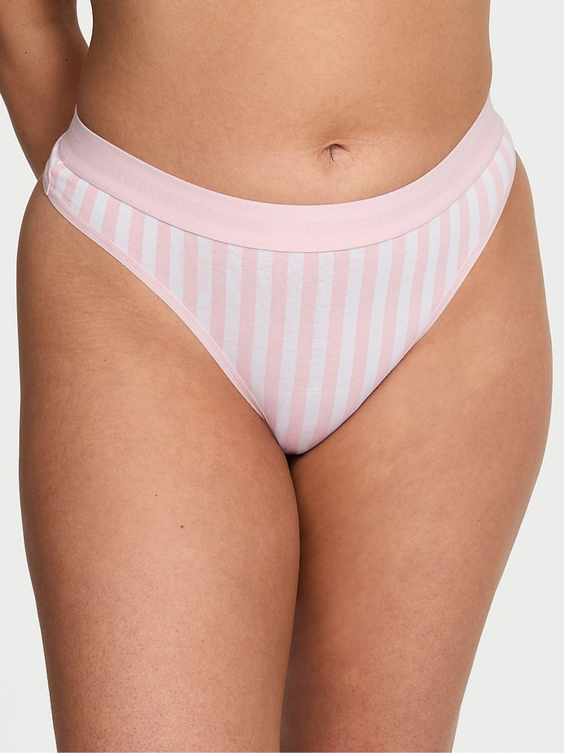 Pretty Blossom Pink Stripe Thong Knickers