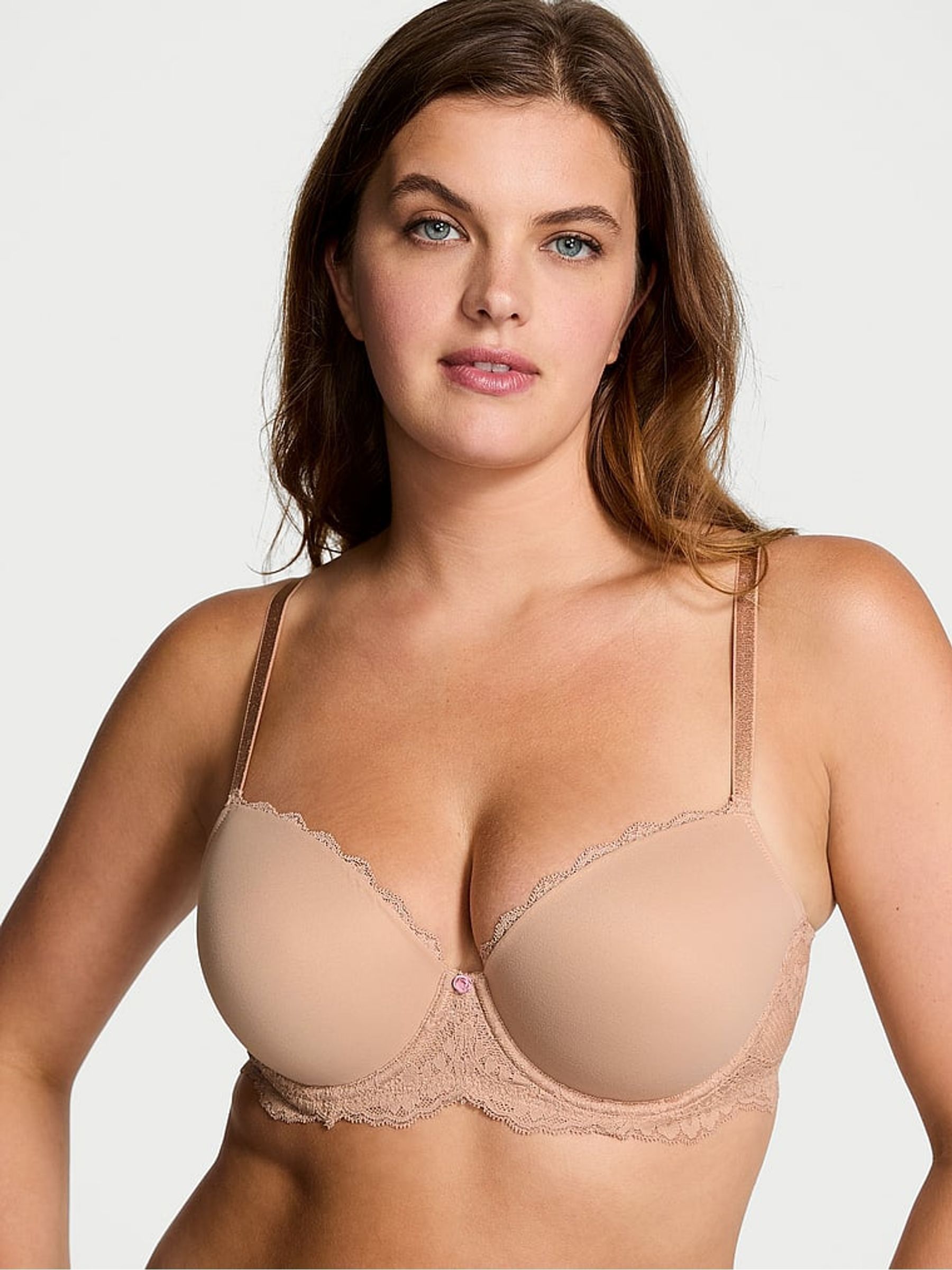 Praline Nude Lace Trim Lightly Lined Demi Bra