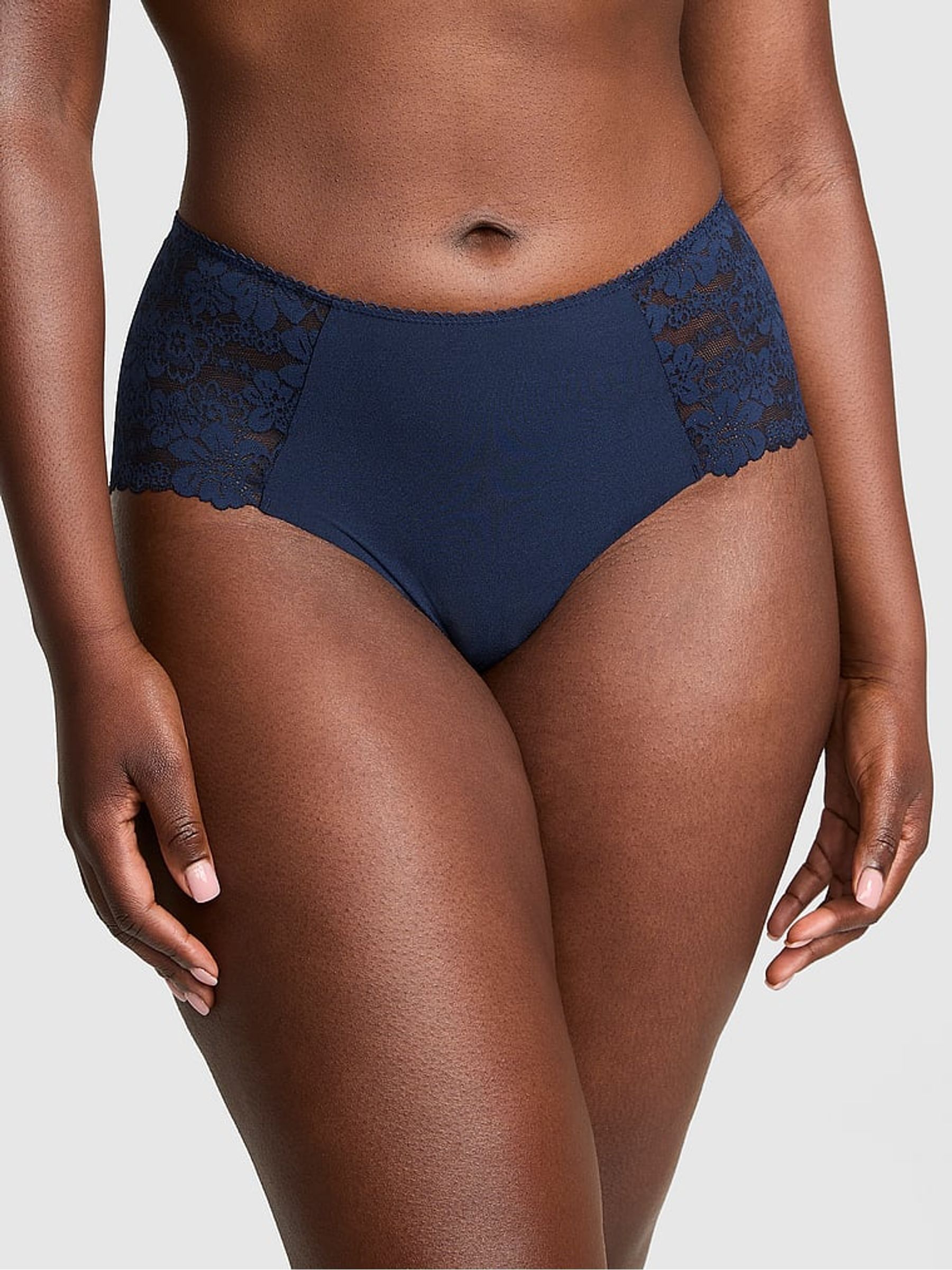 Navy Blue Cheeky No Show Lace Trim Cheeky Knickers