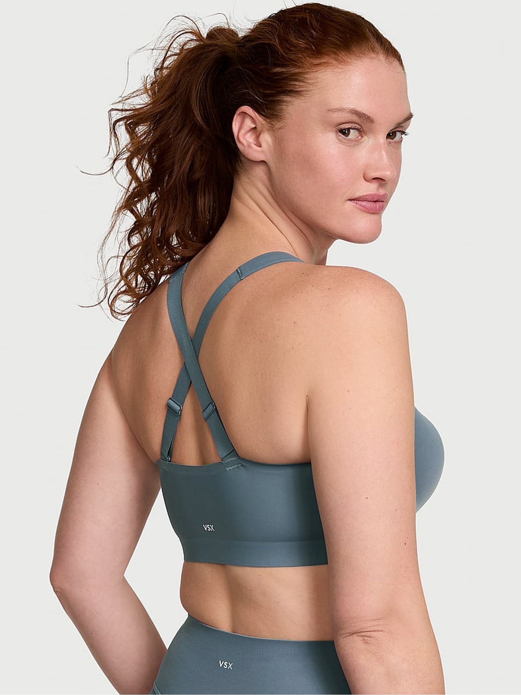 Dark Steel Blue Front Close High Support Sports Bra