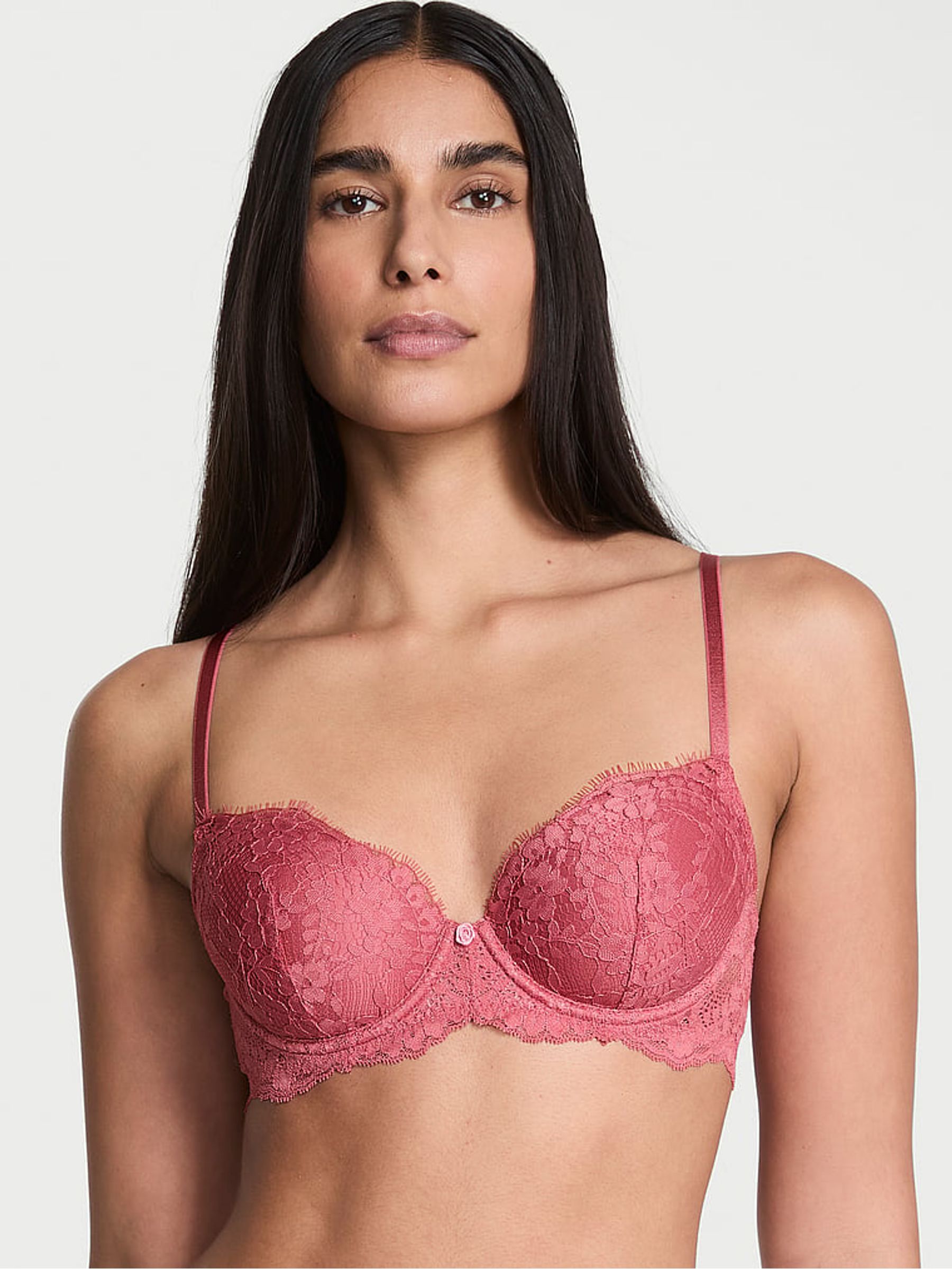 Seductive Rose Pink Lightly Lined Demi Lace Bra