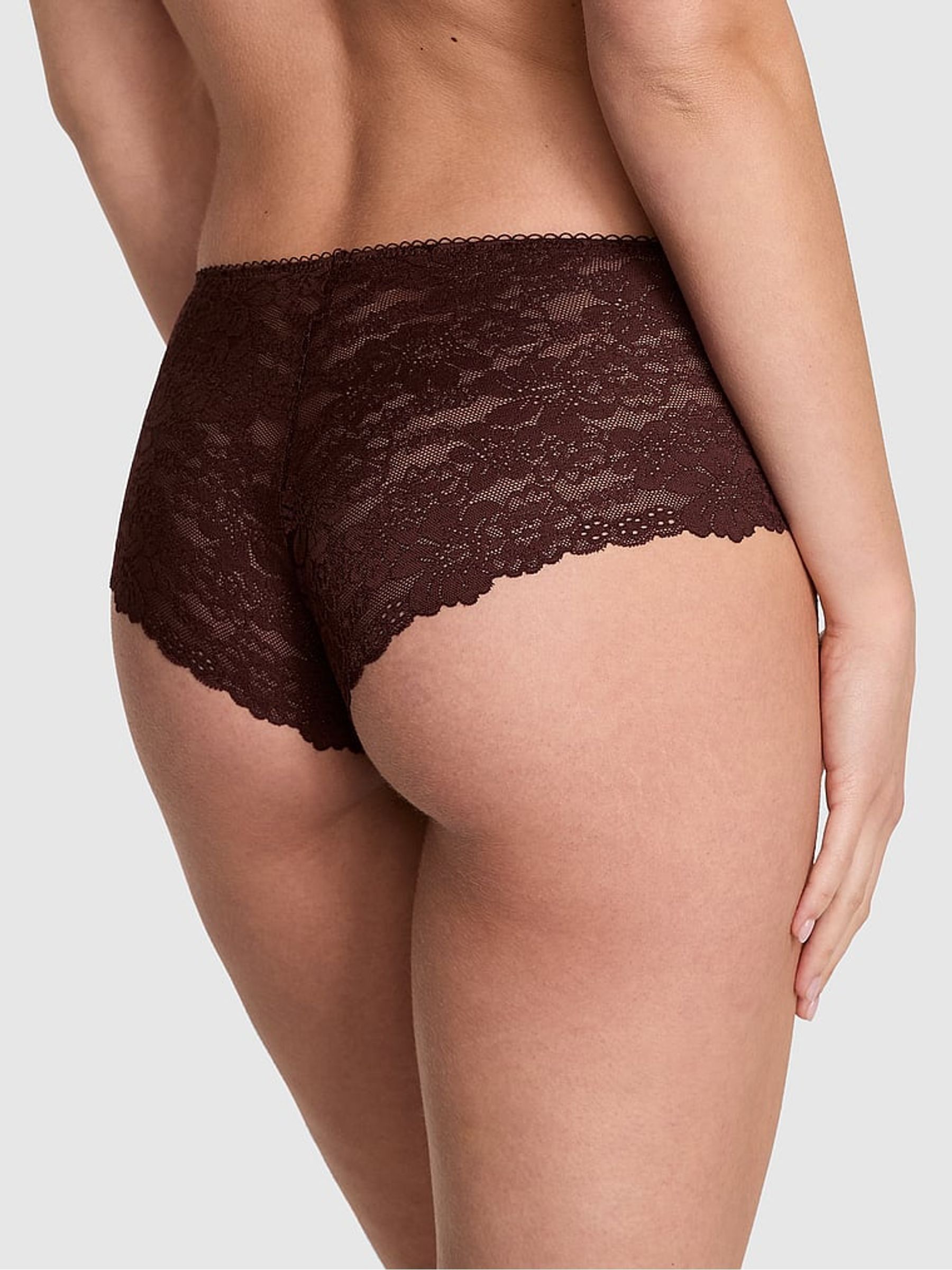 Brown Leopard Cheeky No Show Lace Trim Cheeky Knickers