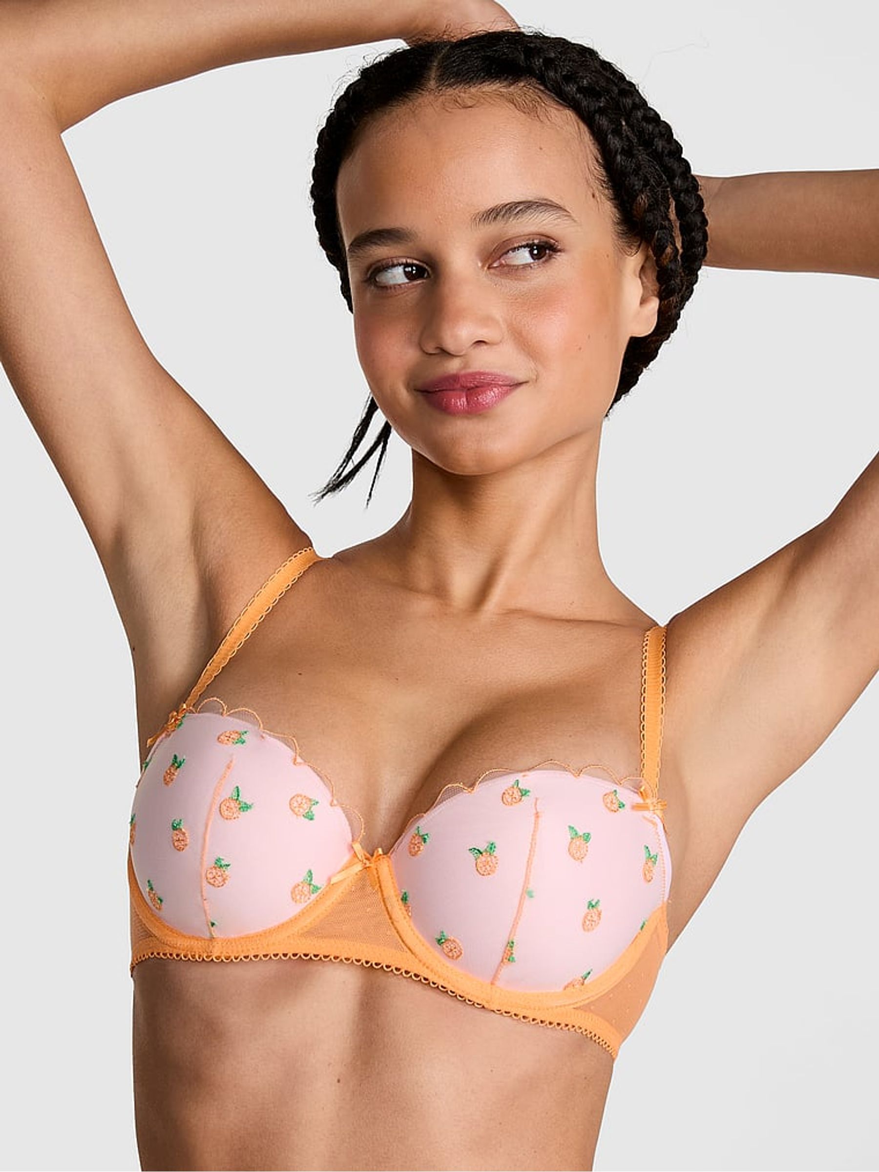 Vitamin C Orange Lightly Lined Balcony Embroidery Bra