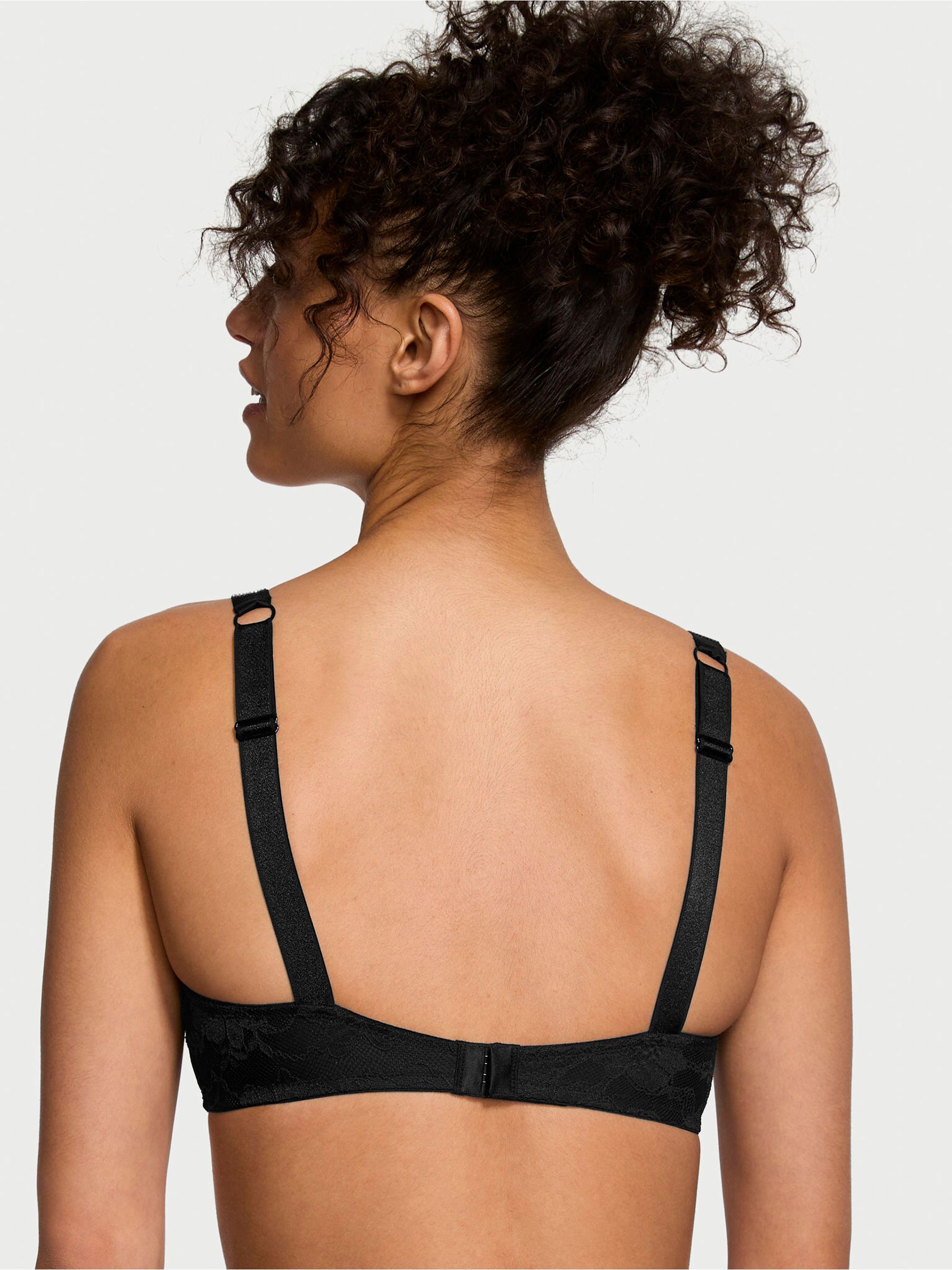 Black Lace Monogram Shine Strap Bralette