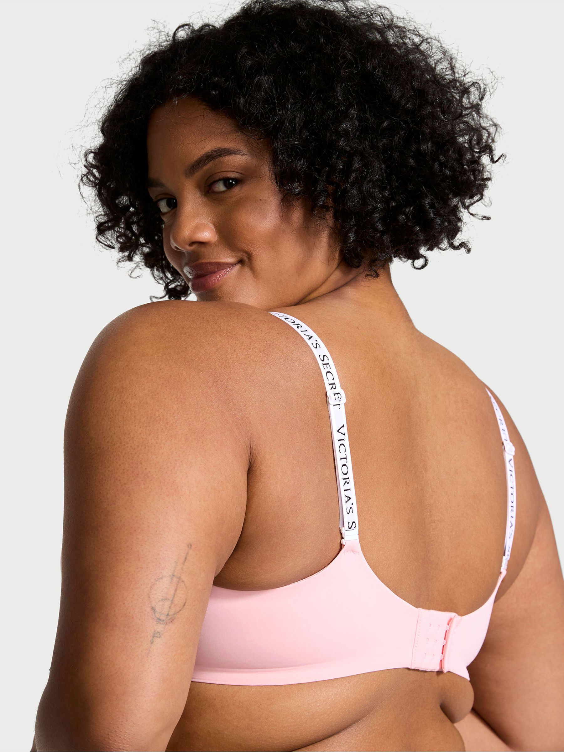 Pretty Blossom Pink & White Lightly Lined Non Wired Logo Bra